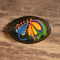 Oval Russian Peacock Brooch - Black Hand Painted Lacquer Pin