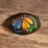 Oval Russian Peacock Brooch - Black Hand Painted Lacquer Pin