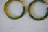 Green Bakelite Hoop Clip Earrings  - Blue and Yellow
