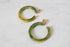 Green Bakelite Hoop Clip Earrings  - Blue and Yellow