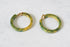 Green Bakelite Hoop Clip Earrings  - Blue and Yellow