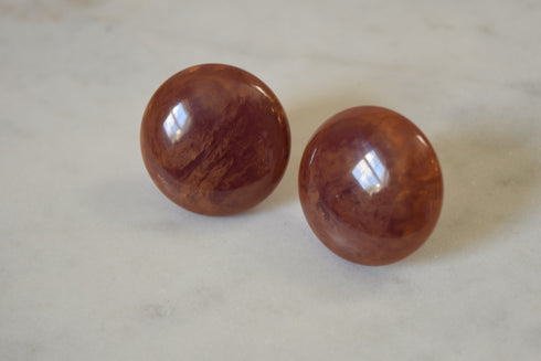 Large Purple Bakelite Screw Back Earrings