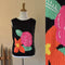 Flower Sweater Tank in Black - Medium Hand Loomed Knit