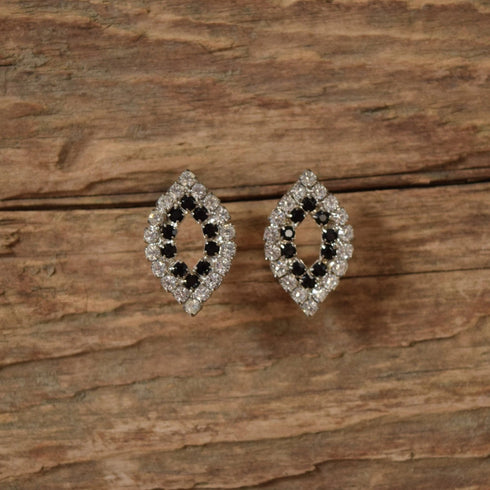 Black and White Rhinestone Stud Earrings