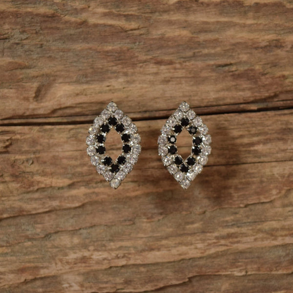 Black and White Rhinestone Stud Earrings
