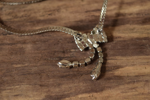 Rhinestone Bow Necklace - Black & White Rhinestones