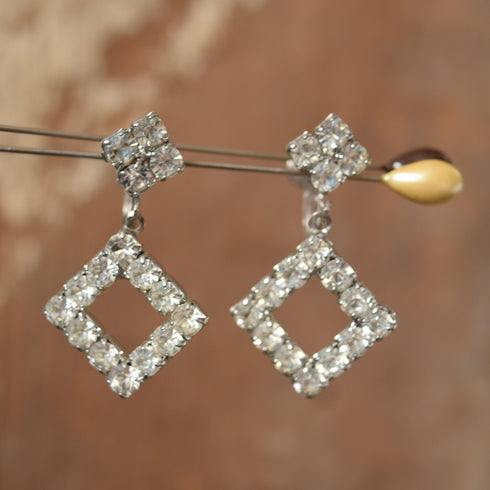 Square Rhinestone Dangle Earrings