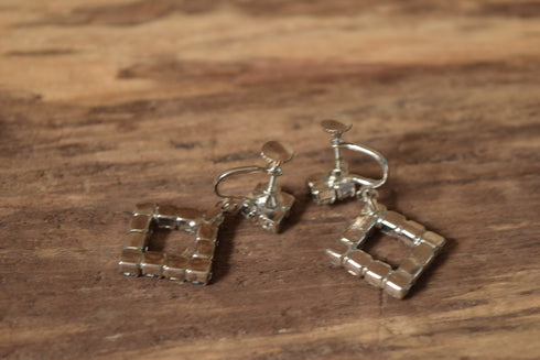 Square Rhinestone Dangle Earrings