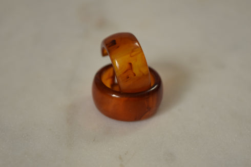 Brown Bakelite Hoop Earrings - Root Beer Bakelite