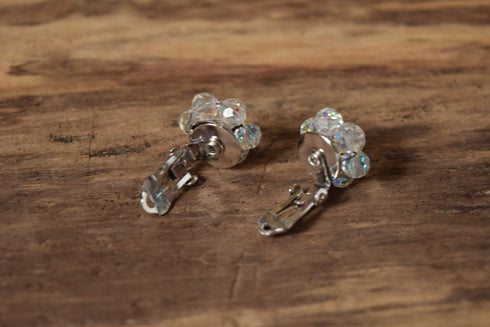 Crystal Cluster Clip On Earrings