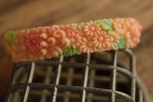 Spring Celluloid Flower Bangle Bracelet