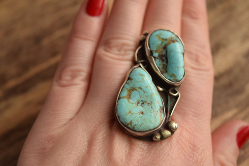 Large Dual Turquoise Ring Size 7.5