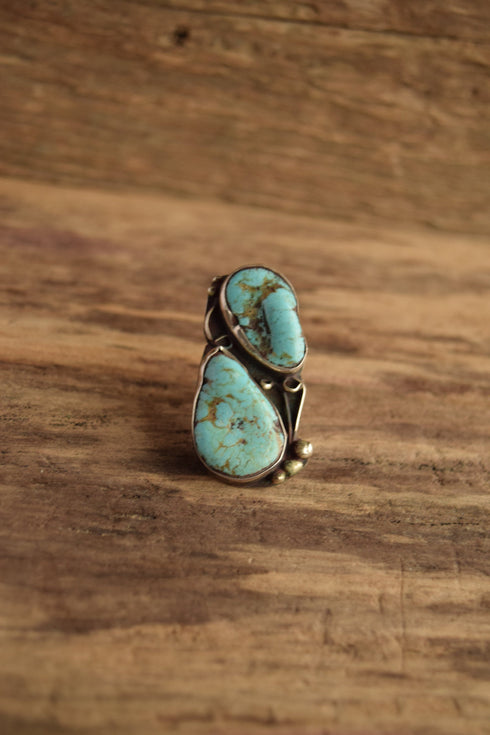 Large Dual Turquoise Ring Size 7.5