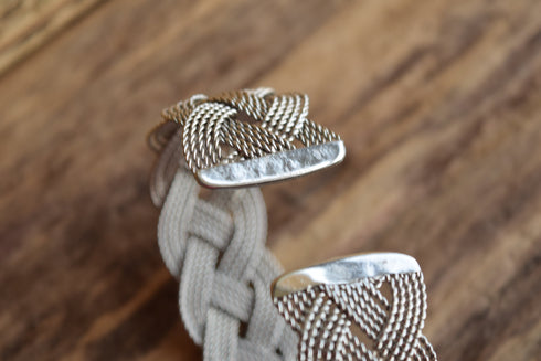 Silver Braided Cuff Bracelet