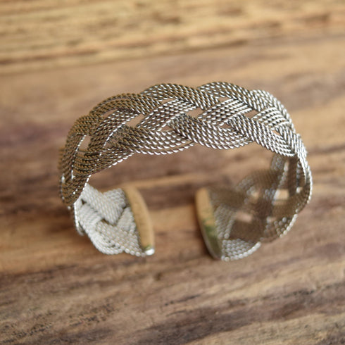 Silver Braided Cuff Bracelet