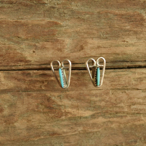 Heart Shaped Zuni Petit Point Earrings Turquoise