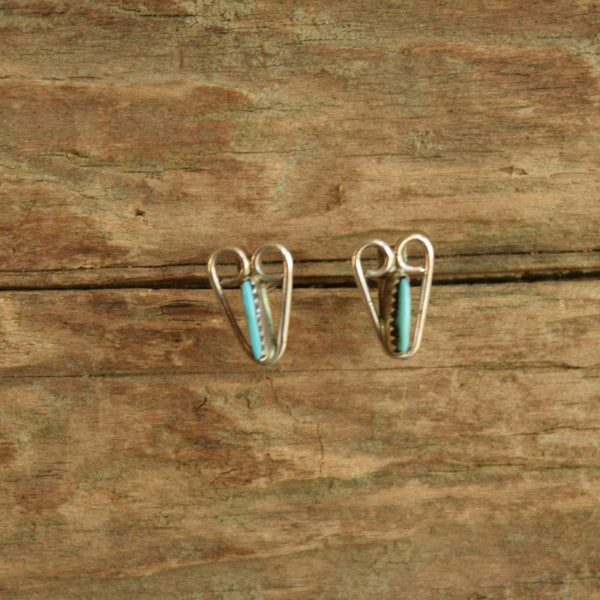 Heart Shaped Zuni Petit Point Earrings Turquoise