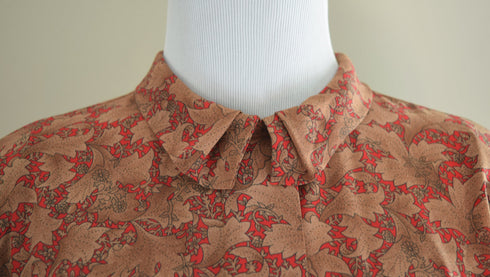 Red & Brown Floral Pendleton Blouse