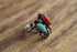 Size 9 Turquoise and Coral Native American Ring