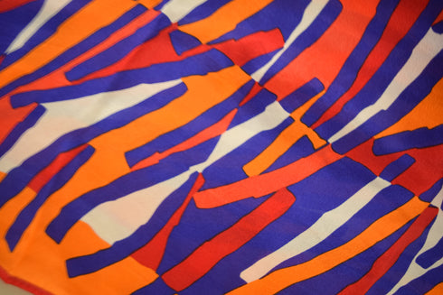 Orange and Blue Vintage Silk Scarf - New Old Stock