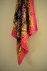 Purple Floral Square Silk Scarf Gold Paint by Oscar de la Renta - NEW OLD STOCK
