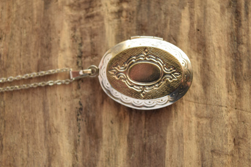 Silver Oval Locket Necklace