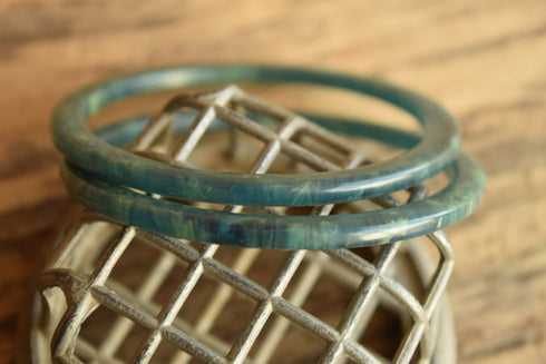 Blue Moon Prystal Bakelite Bangle Spacers - Pair