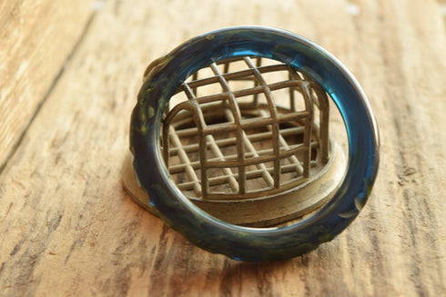 Carved Prystal Blue Moon Bakelite Bangle Bracelet