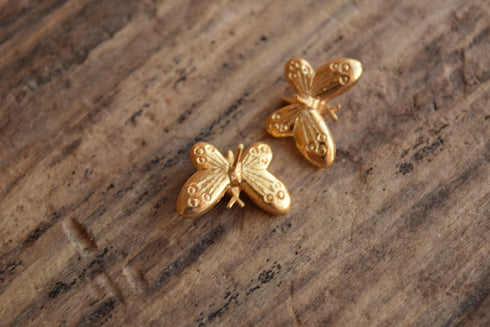 Coral Pink Butterfly Stud Earrings