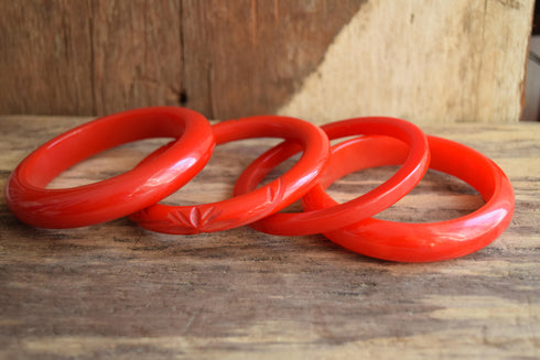 Red Bakelite Bangle Bracelet - You Pick