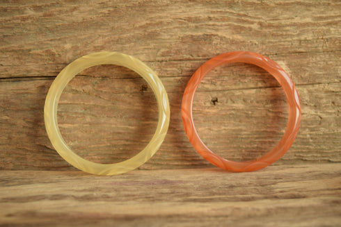 Carved Moonglow Bangle Bracelet - You Pick