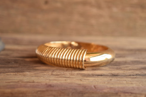 Gold Toned Hinged Bracelet - Vintage CastleCliff
