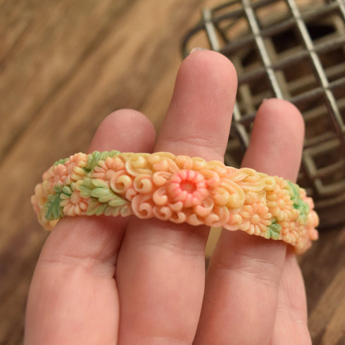 Spring Celluloid Flower Bangle Bracelet