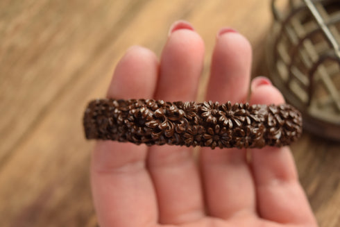 Brown Celluloid Flower Bangle