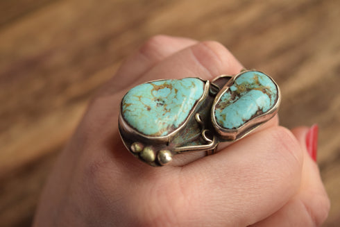 Large Dual Turquoise Ring Size 7.5