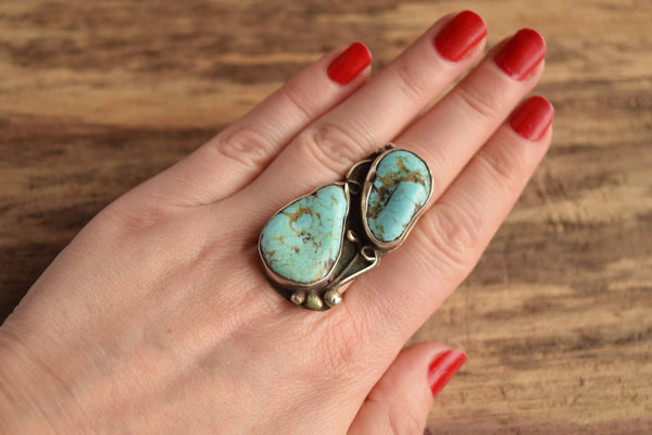 Large Dual Turquoise Ring Size 7.5