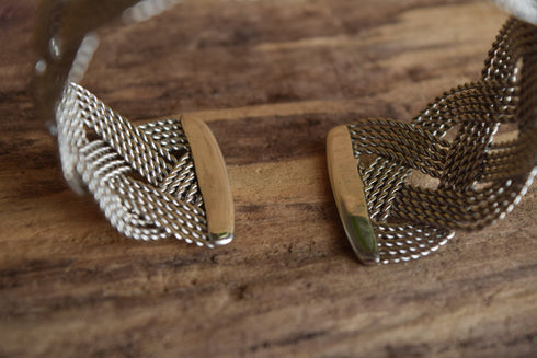 Silver Braided Cuff Bracelet