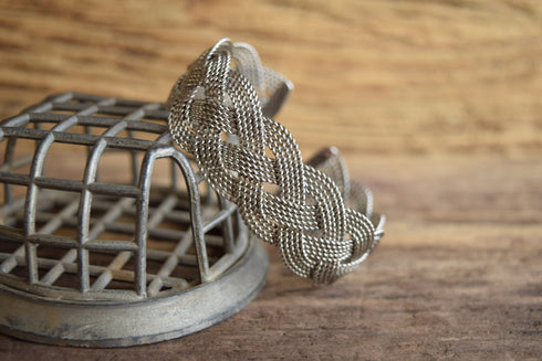 Silver Braided Cuff Bracelet