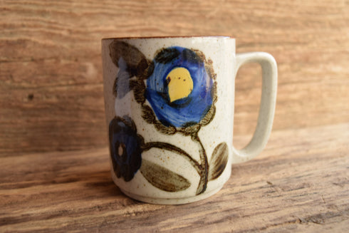 Hand Painted Flower Stoneware Vintage Mug