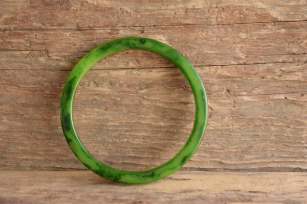 Green Bakelite Bangle Marbled 1/4 inch Square