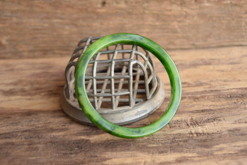 Green Bakelite Bangle Marbled 1/4 inch Square