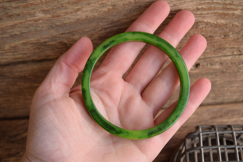 Green Bakelite Bangle Marbled 1/4 inch Square