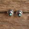 Small Bear Paw Shadow Box Earrings - Turquoise & Silver