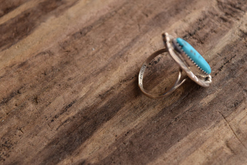 Long and Thin Turquoise Ring Size 6.5