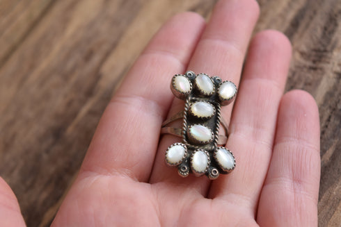 Size 8 1/4 Mother of Pearl Cluster Ring