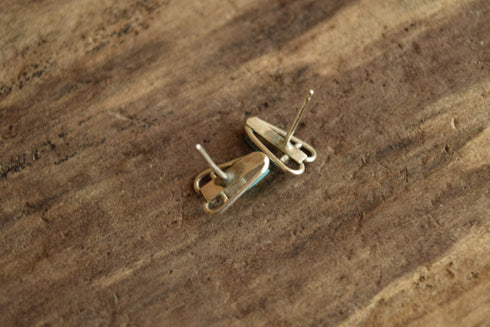 Heart Shaped Turquoise Studs - Zuni Petit Point Earrings