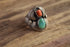 Size 9 Turquoise and Coral Navajo Ring