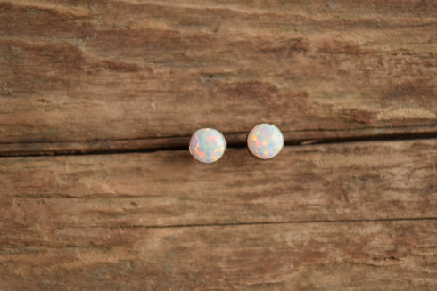 Round Opal Stud Earrings