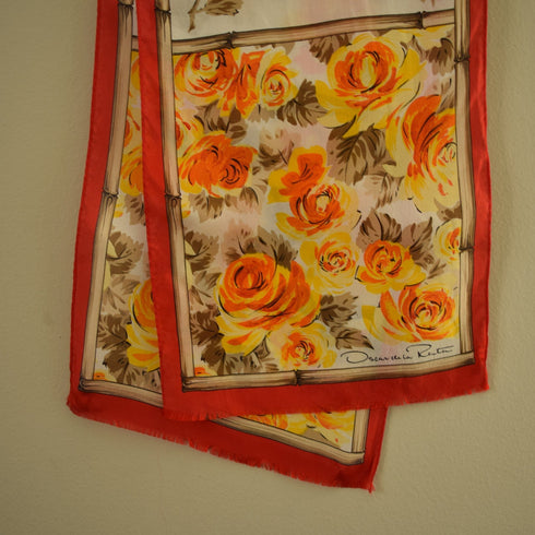 Oscar de la Renta Silk Scarf Roses