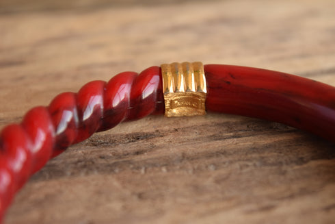 Red Spiral Marbled Bangle by Trifari
